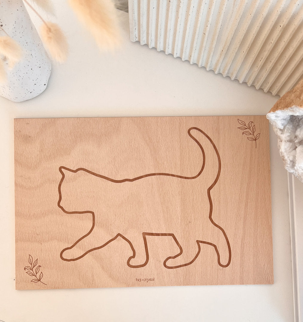 Buchenholzbrett "Katze" für Energiearbeit