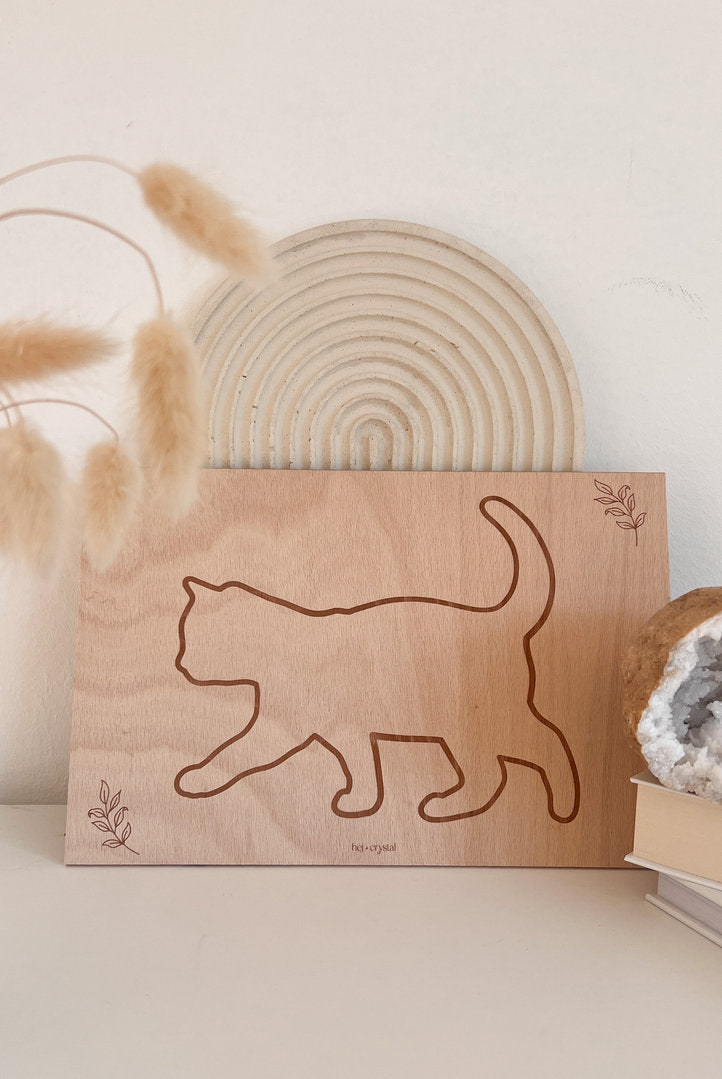 Buchenholzbrett "Katze" für Energiearbeit