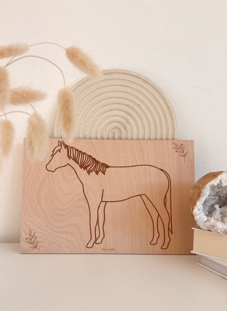 Buchenholzbrett "Pferd" für Energiearbeit