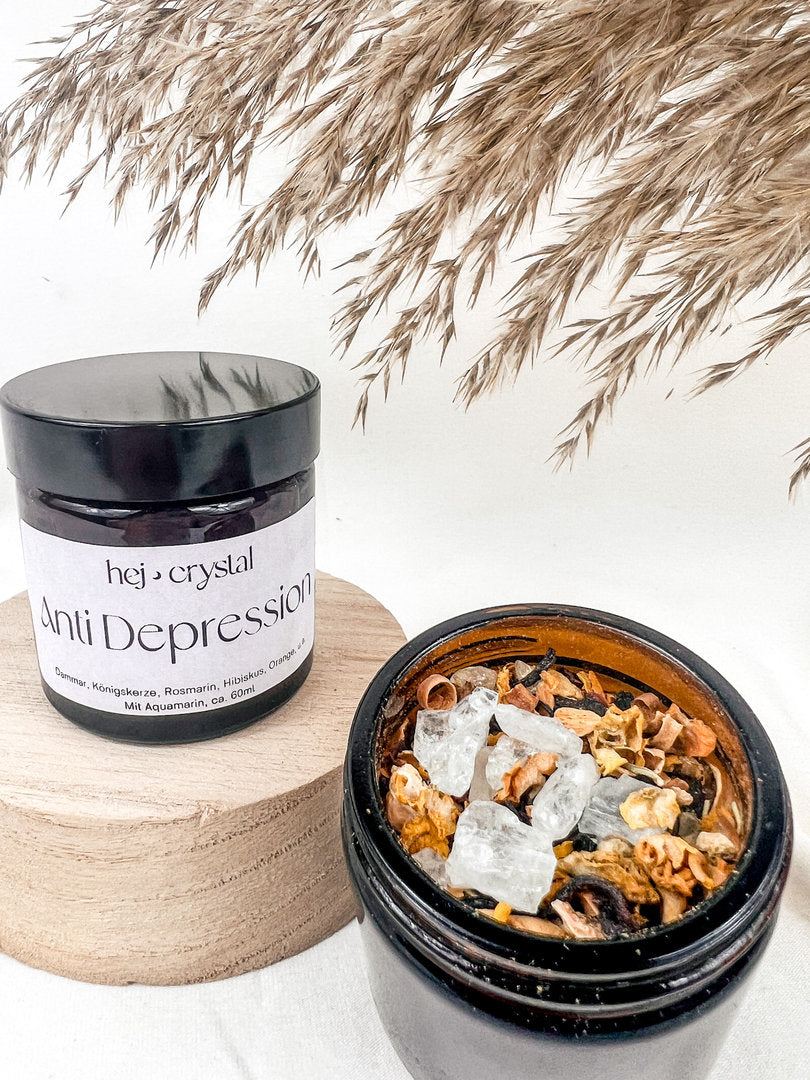 Crystal Räuchermischung lose "Anti Depression" mit Aquamarin