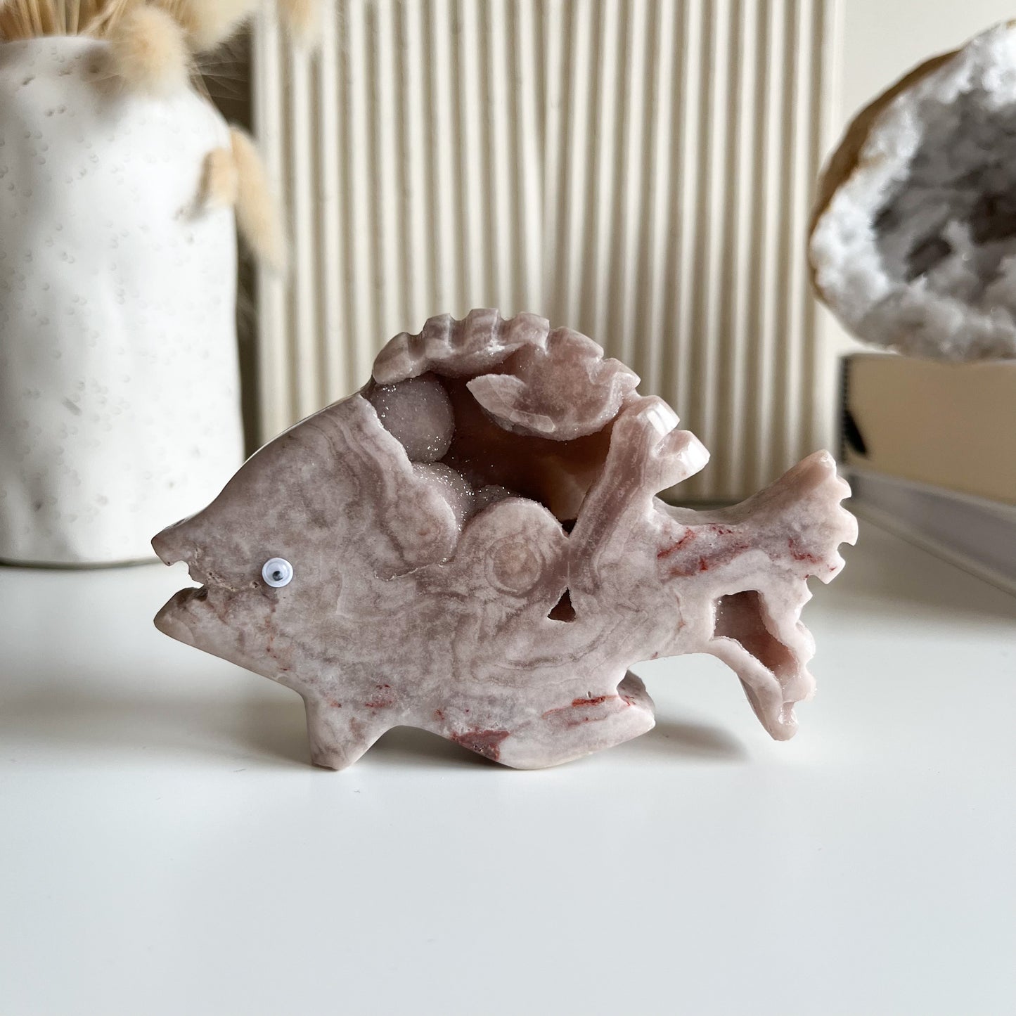 🩷Tolle Rosa Amethyst Gravur "Fisch"🐟