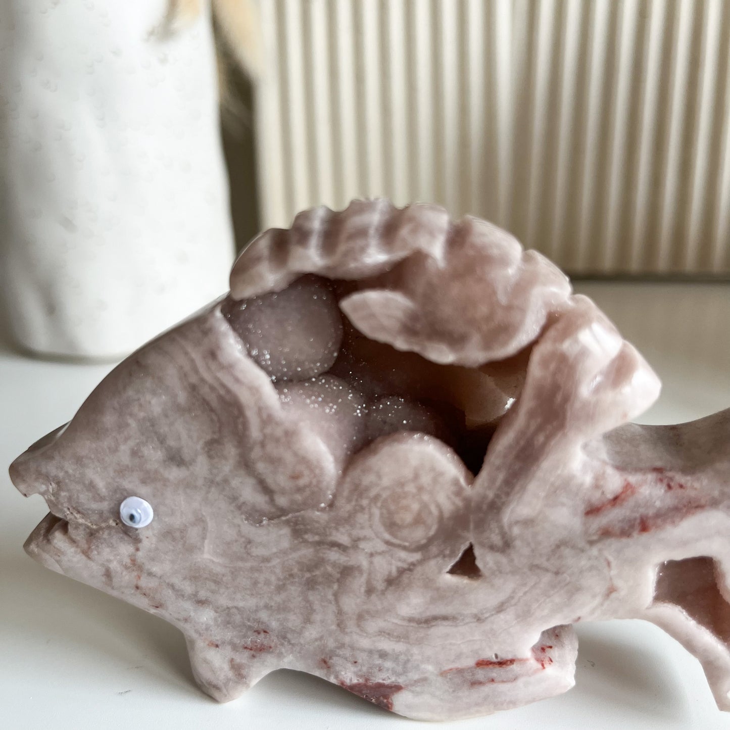 🩷Tolle Rosa Amethyst Gravur "Fisch"🐟