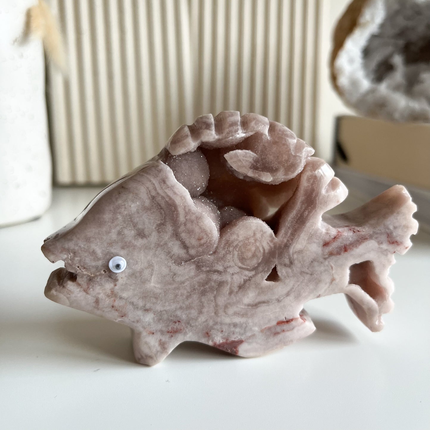 🩷Tolle Rosa Amethyst Gravur "Fisch"🐟