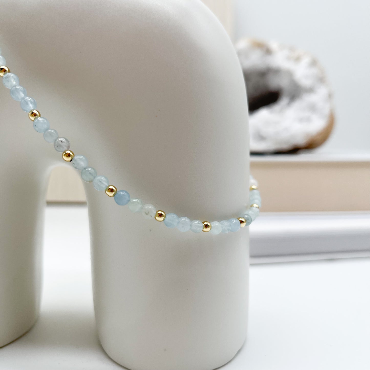 Magische ✨💙 Beryll Kette mit goldfarbenen Elementen handmade