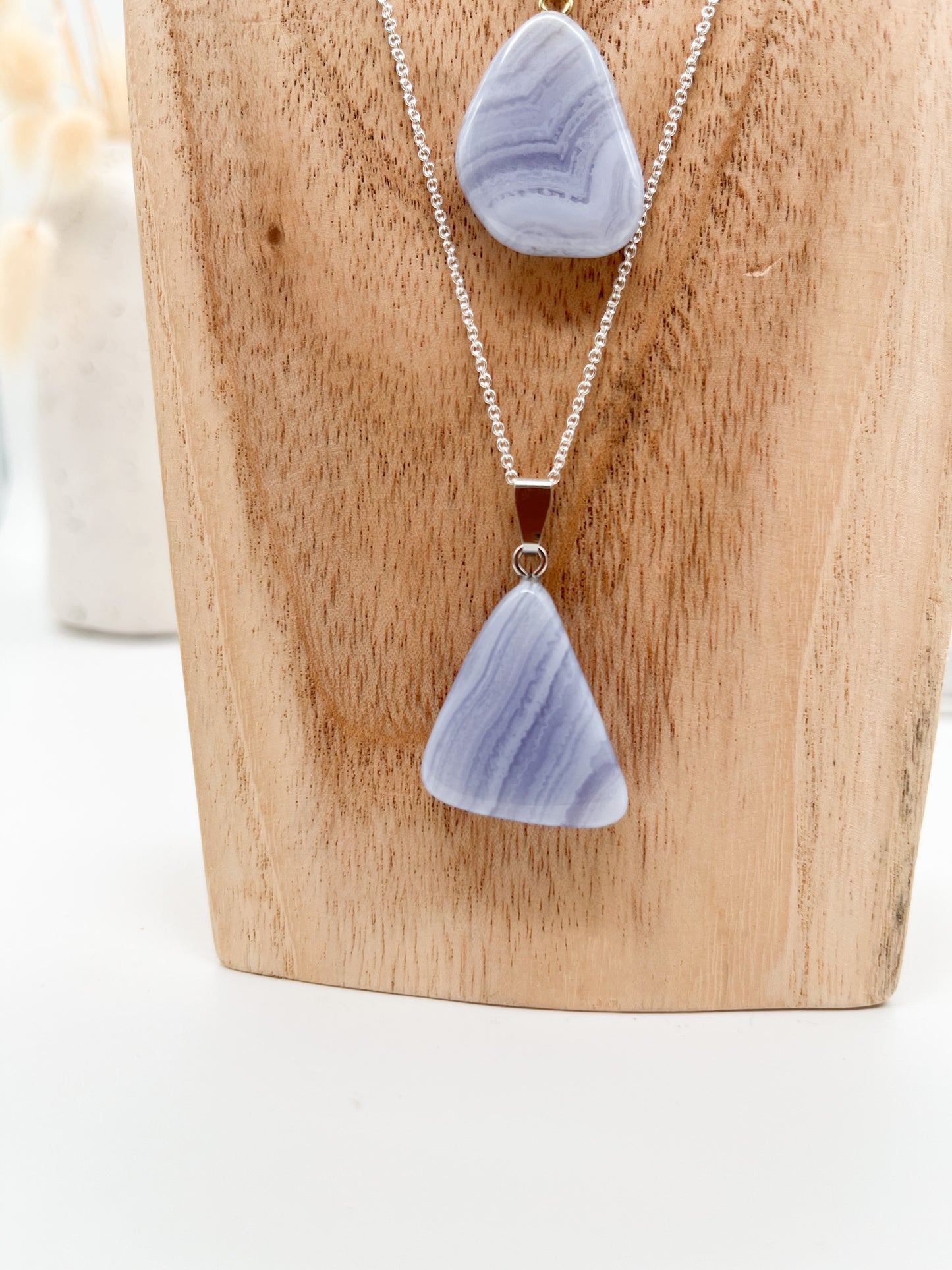 Wunderschöner💙 Blauer Streifenchalcedon 🌼Anhänger in Gold oder Silber