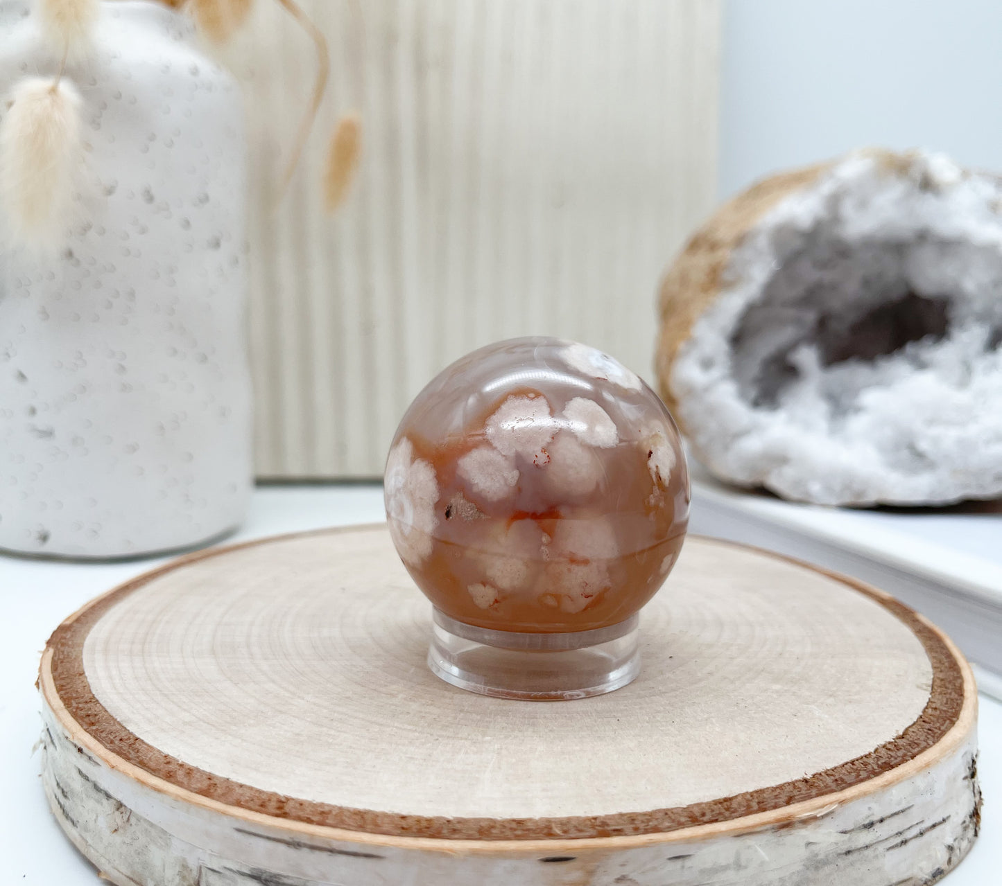 Schöne Kirschblütenchalcedon Kugel für Selbstliebe & Neuanfang 🌸