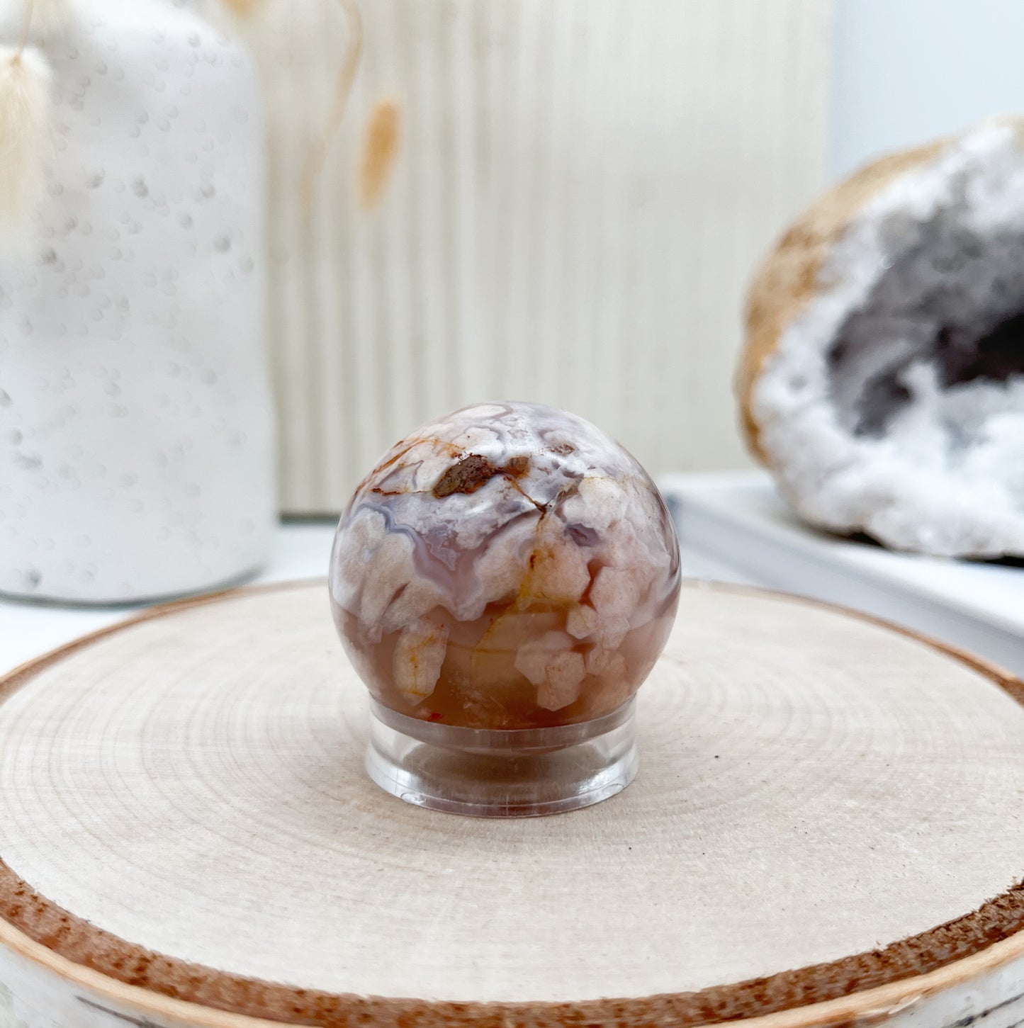 Schöne Kirschblütenchalcedon Kugel für Selbstliebe & Neuanfang 🌸
