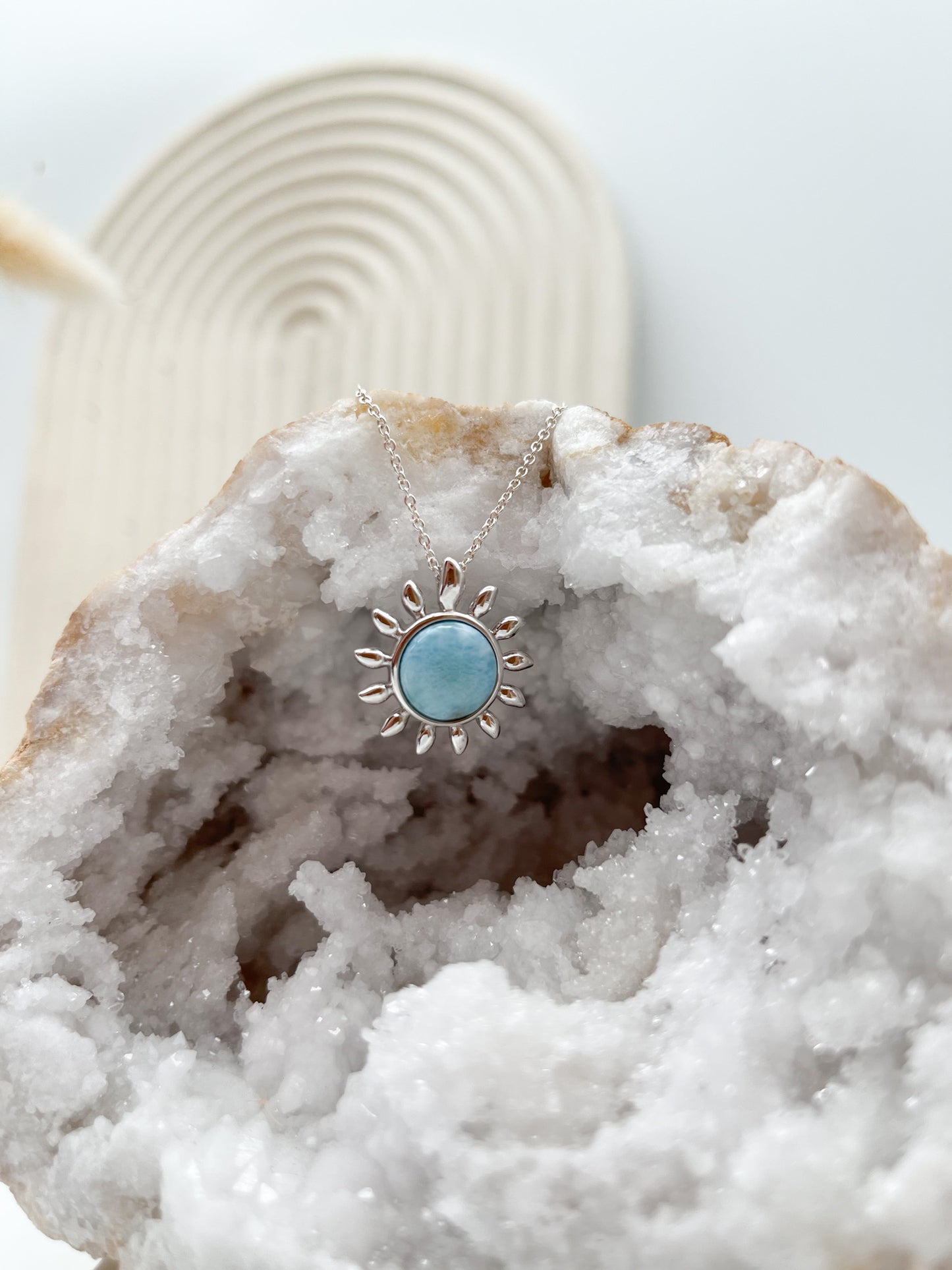 Schöner Larimar Anhänger "Sonne", für ein 💫Leben in Balance u. inneren Frieden🙏🏼
