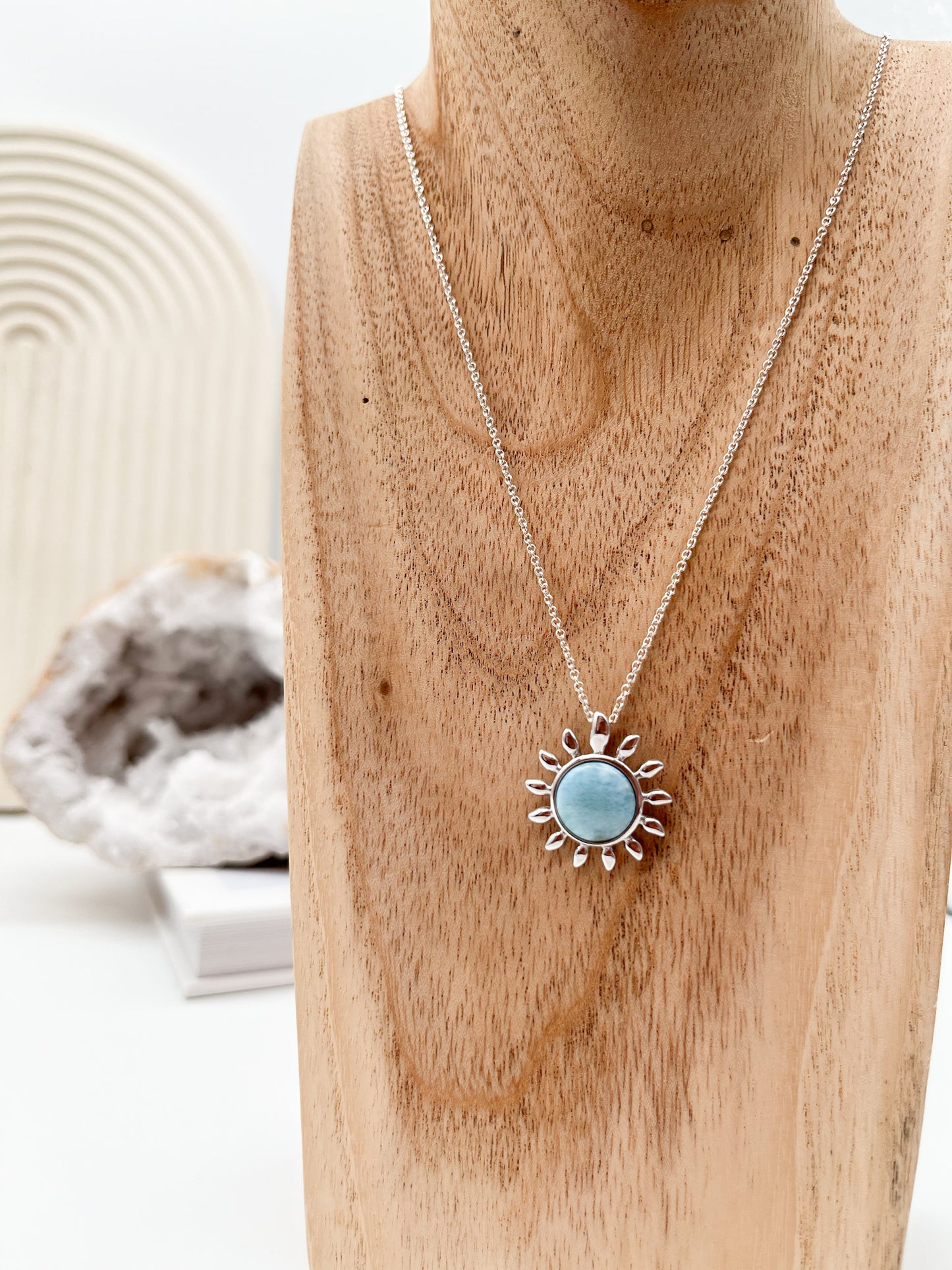 Schöner Larimar Anhänger "Sonne", für ein 💫Leben in Balance u. inneren Frieden🙏🏼