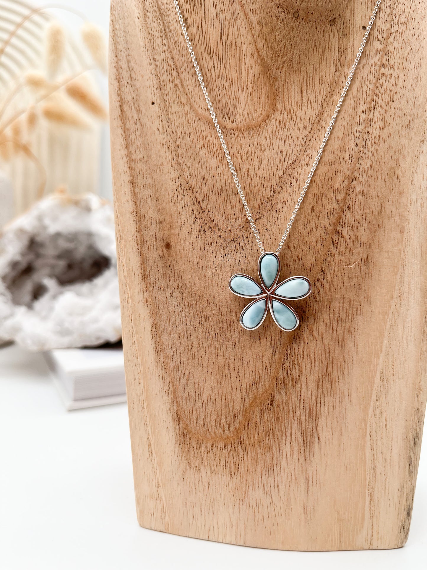 Wunderschöner💙 Larimar Anhänger "Blume", für inneren Frieden & Wohlstand, 💫Beschützer der Wahrheit