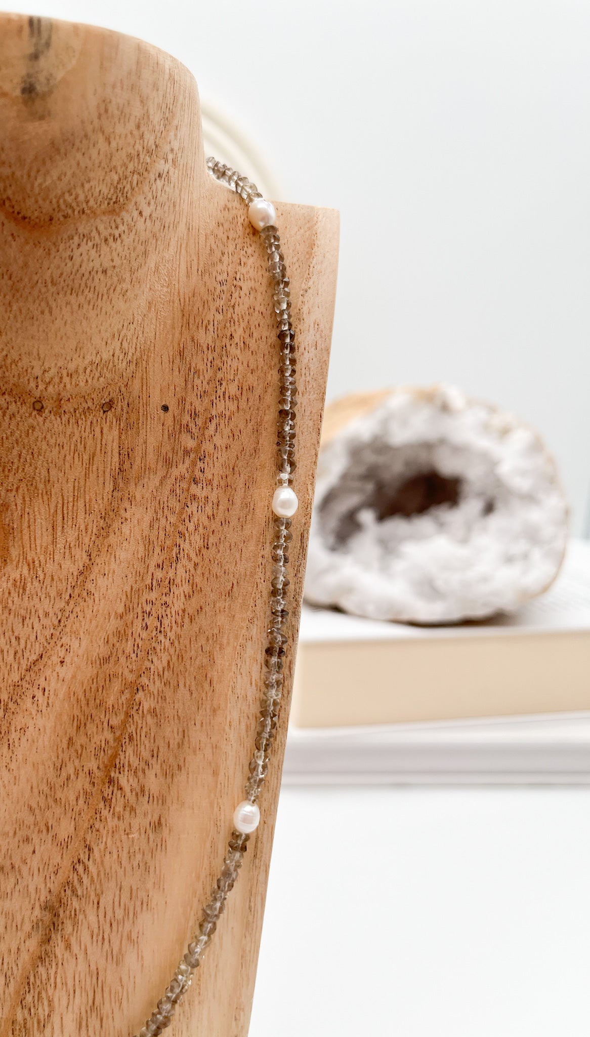 Wunderschöne Rauchquarzkette mit 🦪Süßwasserperlen, schenkt😊 Lebensfreude, baut Stress u.⚡ Anspannung ab