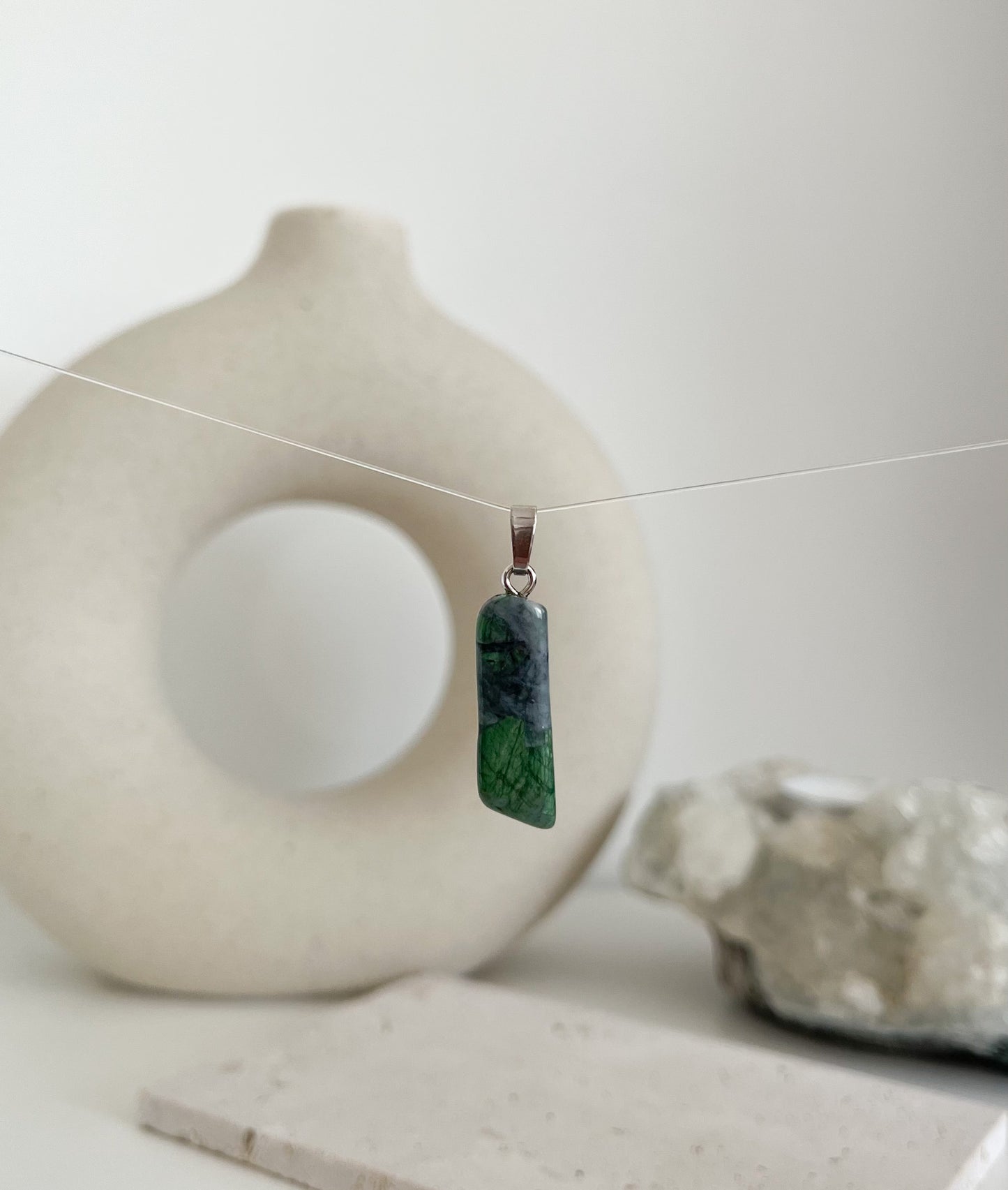 Schöner💚 Allalin-Gabbro Anhänger, für Transformation u. Neuanfang 💫