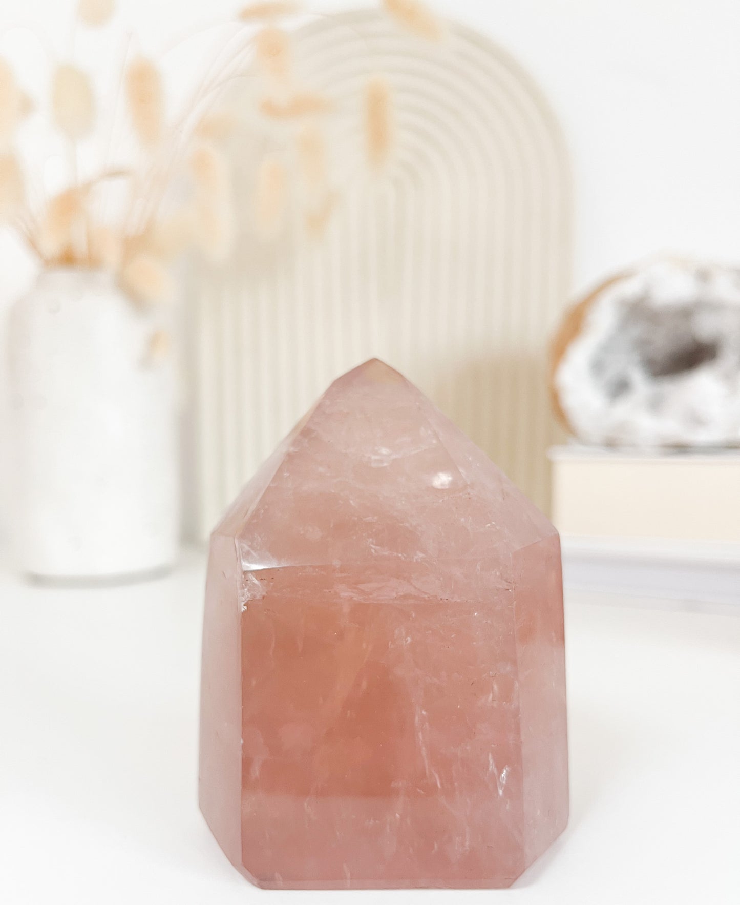 Rosenquarz Spitze verschiedene Größen