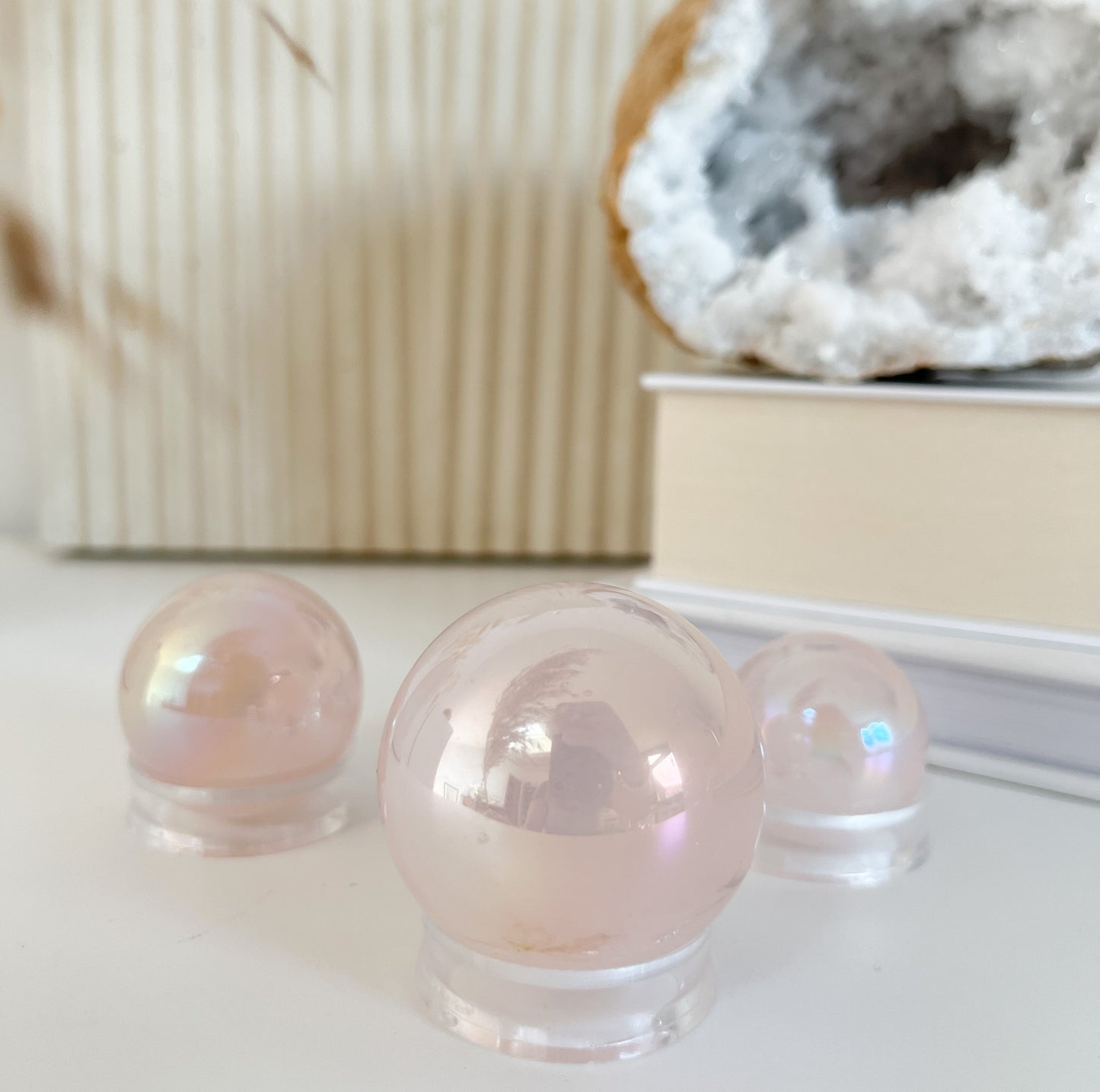 Rosenquarz 🩷Aura Kugel💫 in verschiedenen Größen