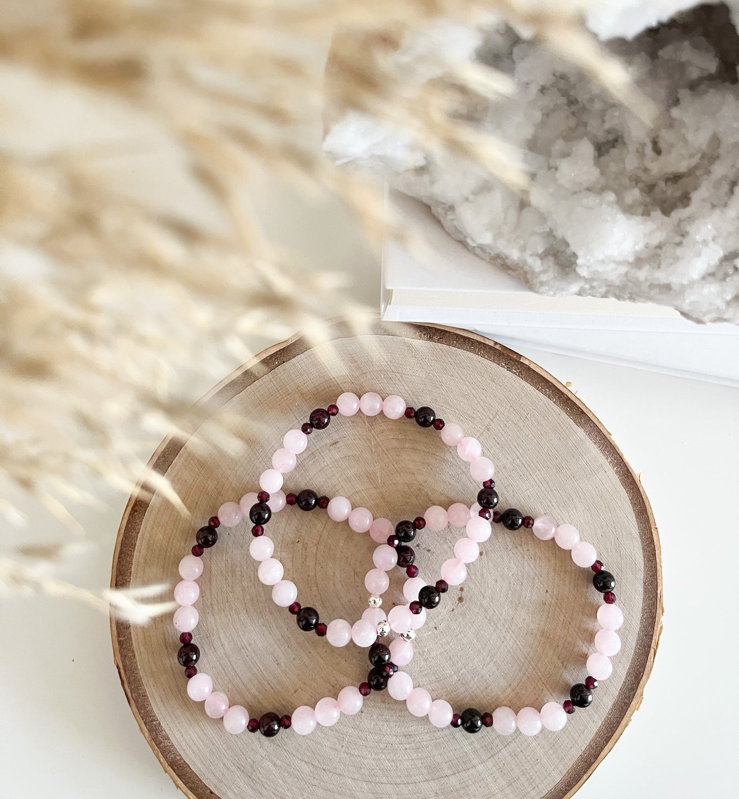 Armband "Liebe" Rosenquarz mit Granat