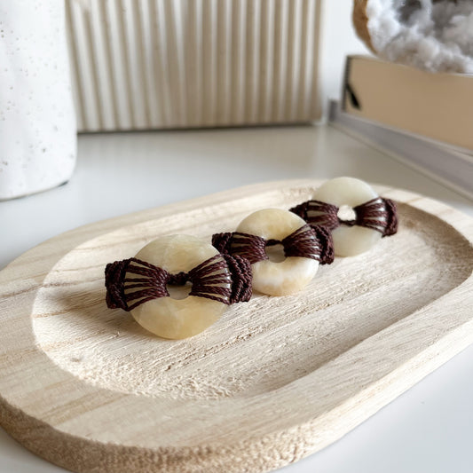 Orangencalcit Donut für Halfter & Halsband