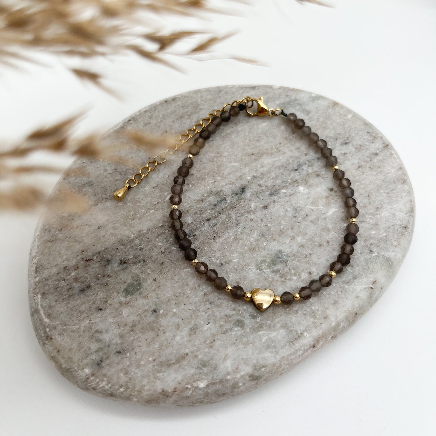 Rauchquarz Armband mit goldfarbenen Elementen  ☾ HANDMADE