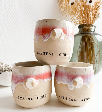 "Crystal Girl" 💕 Becher handgetöpfert mit Bergkristall Mond 🌙