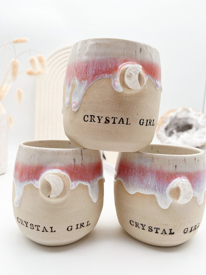 "Crystal Girl" 💕 Becher handgetöpfert mit Bergkristall Mond 🌙