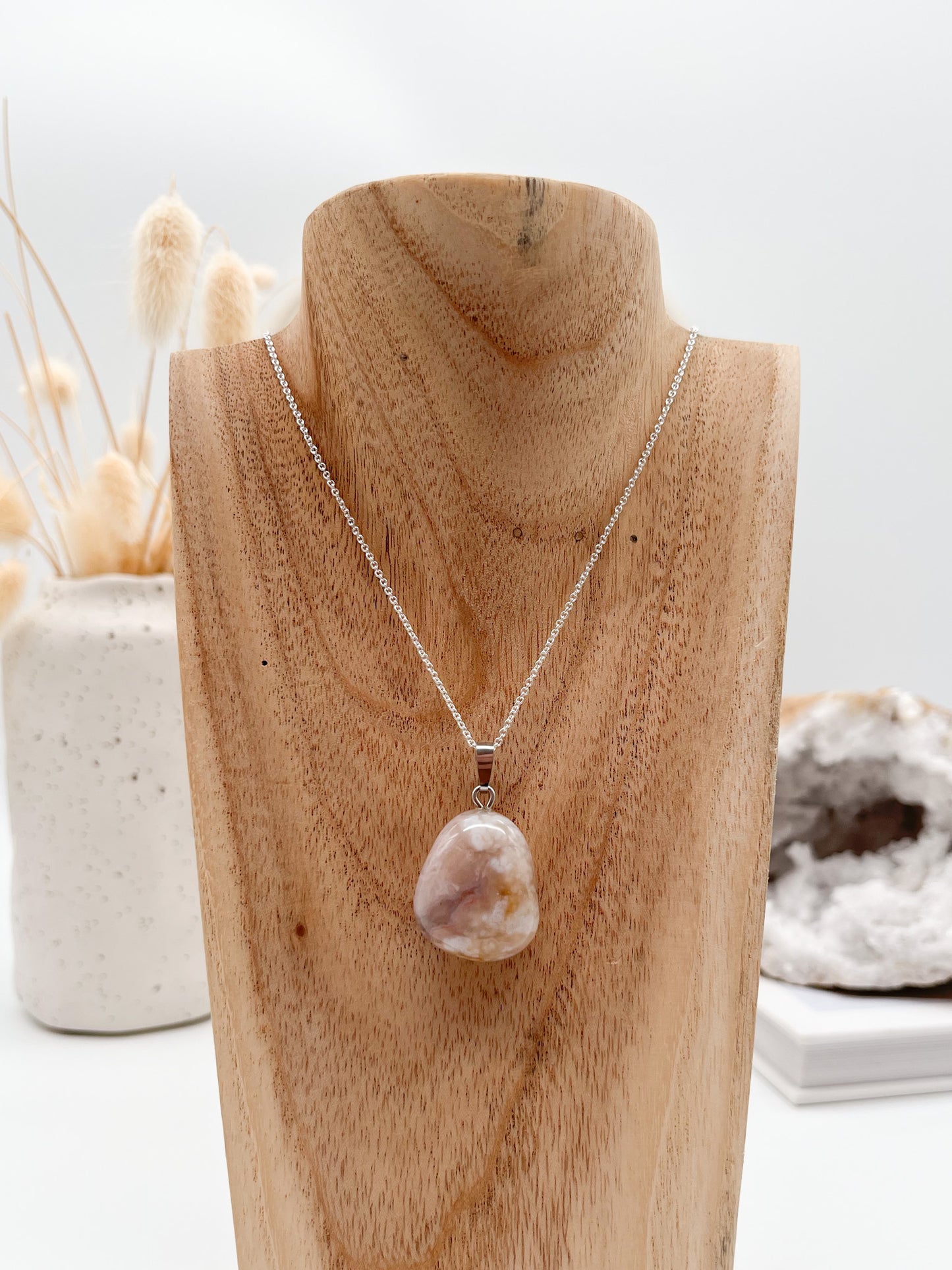 Tolle 🌸 Kirschblütenchalcedon 🩷 Anhänger in Silber