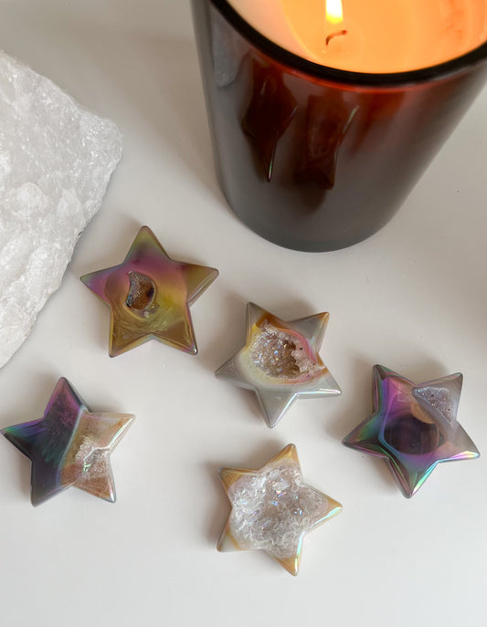 Wunderschöne, bunt 🌈schillernde Achat Aura Sterne ✨⭐