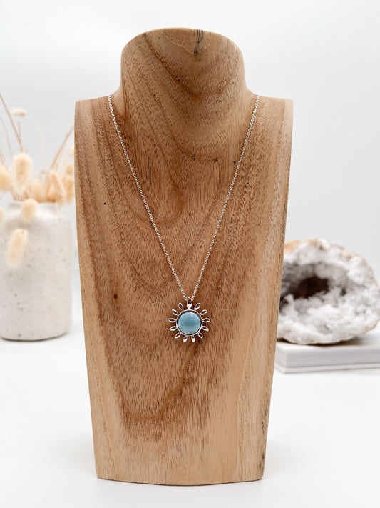 Schöner Larimar Anhänger "Sonne", für ein 💫Leben in Balance u. inneren Frieden🙏🏼