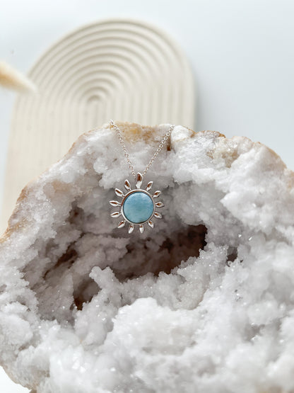 Schöner Larimar Anhänger "Sonne", für ein 💫Leben in Balance u. inneren Frieden🙏🏼