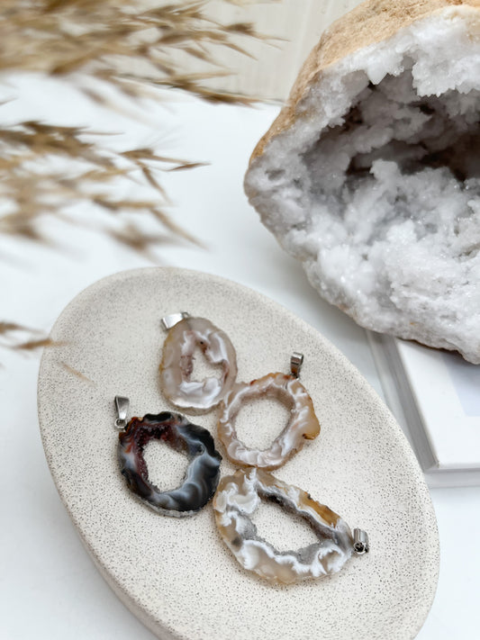 Sehr schöne Achat Geode 🤎Anhänger in Silber