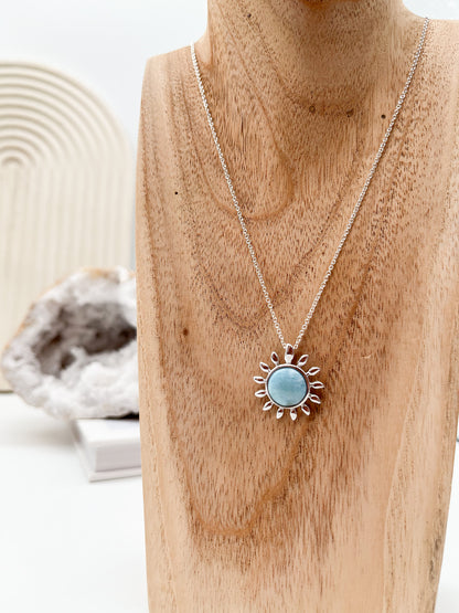 Schöner Larimar Anhänger "Sonne", für ein 💫Leben in Balance u. inneren Frieden🙏🏼