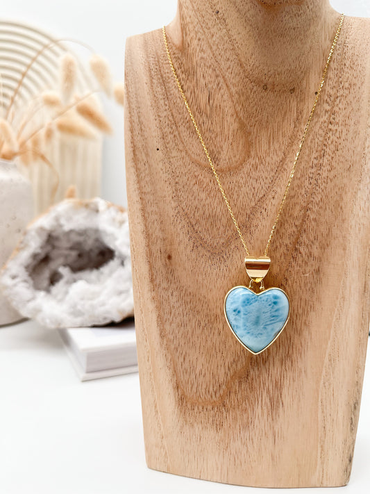 Sehr schöner💙 Larimar Anhänger "Herz" in Gold, fördert Liebe, Ruhe u. Gelassenheit💫