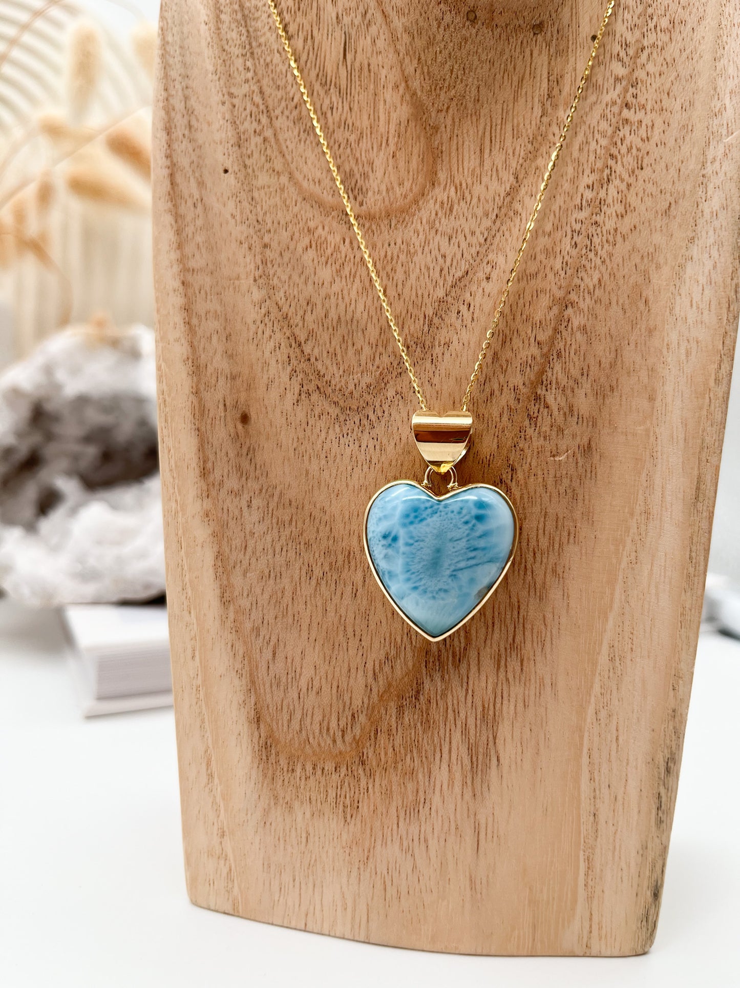 Sehr schöner💙 Larimar Anhänger "Herz" in Gold, fördert Liebe, Ruhe u. Gelassenheit💫
