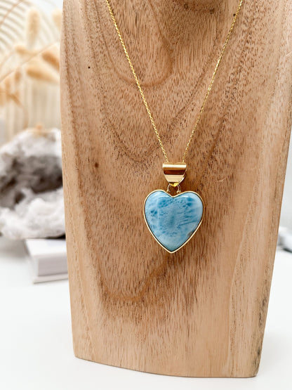 Sehr schöner💙 Larimar Anhänger "Herz" in Gold, fördert Liebe, Ruhe u. Gelassenheit💫