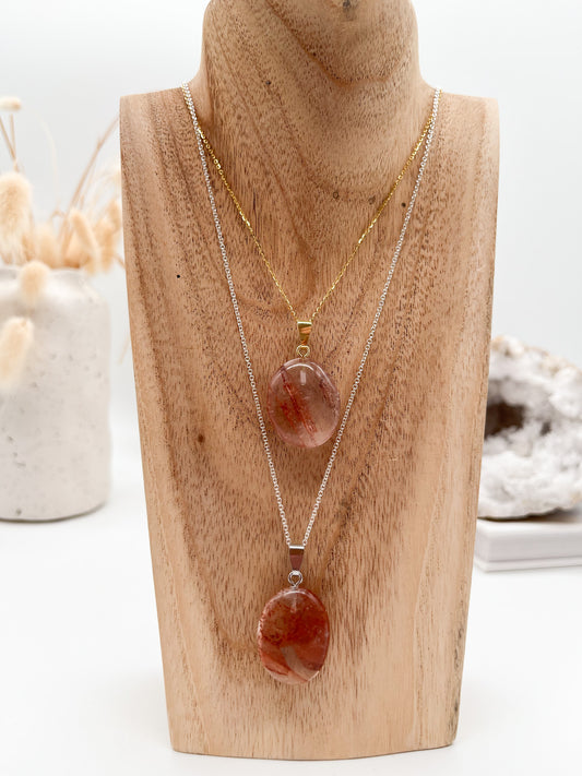 Schöner Hämatoid "Red Healer"💖 Anhänger in Silber oder vergoldet 💫