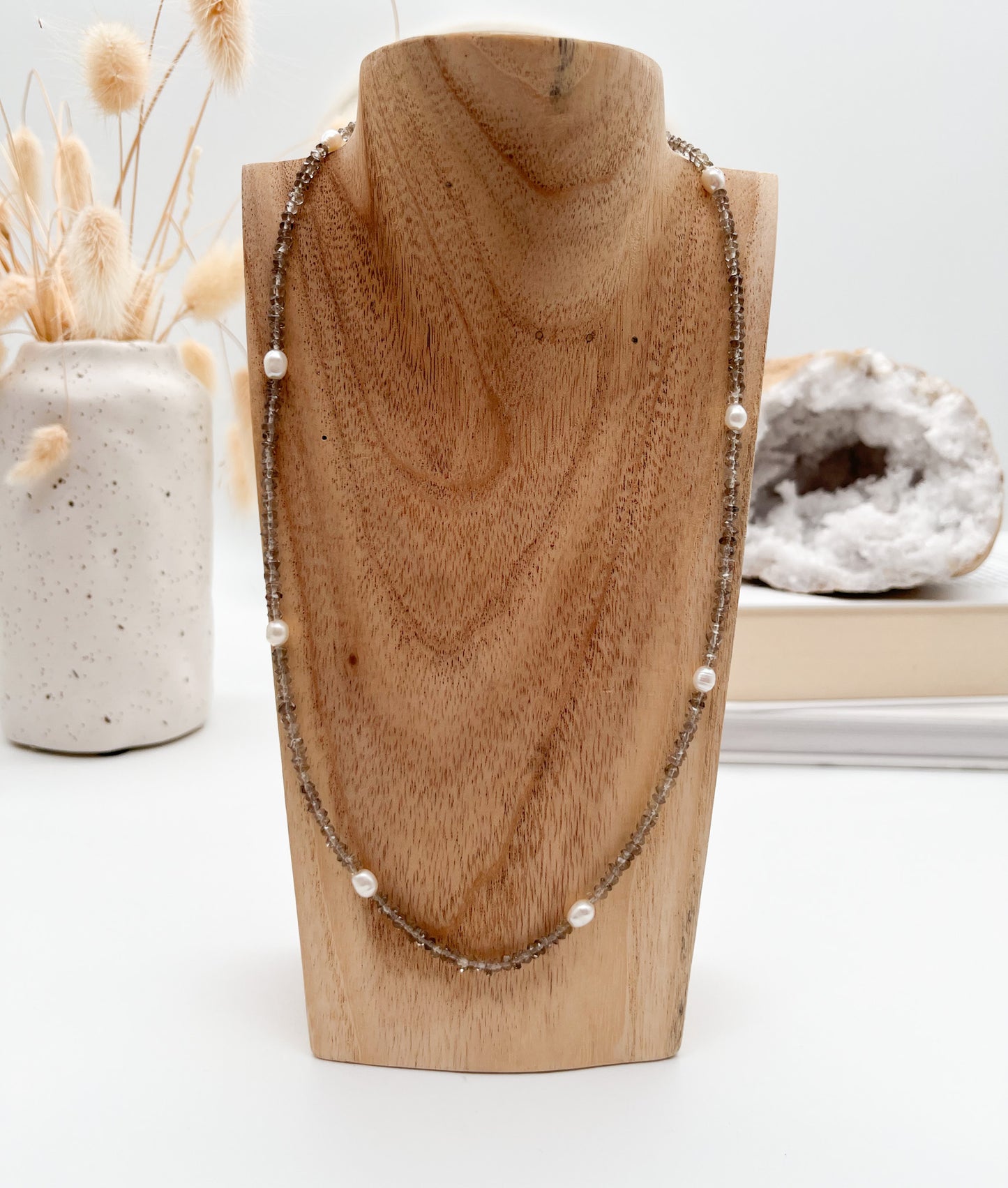 Wunderschöne Rauchquarzkette mit 🦪Süßwasserperlen, schenkt😊 Lebensfreude, baut Stress u.⚡ Anspannung ab