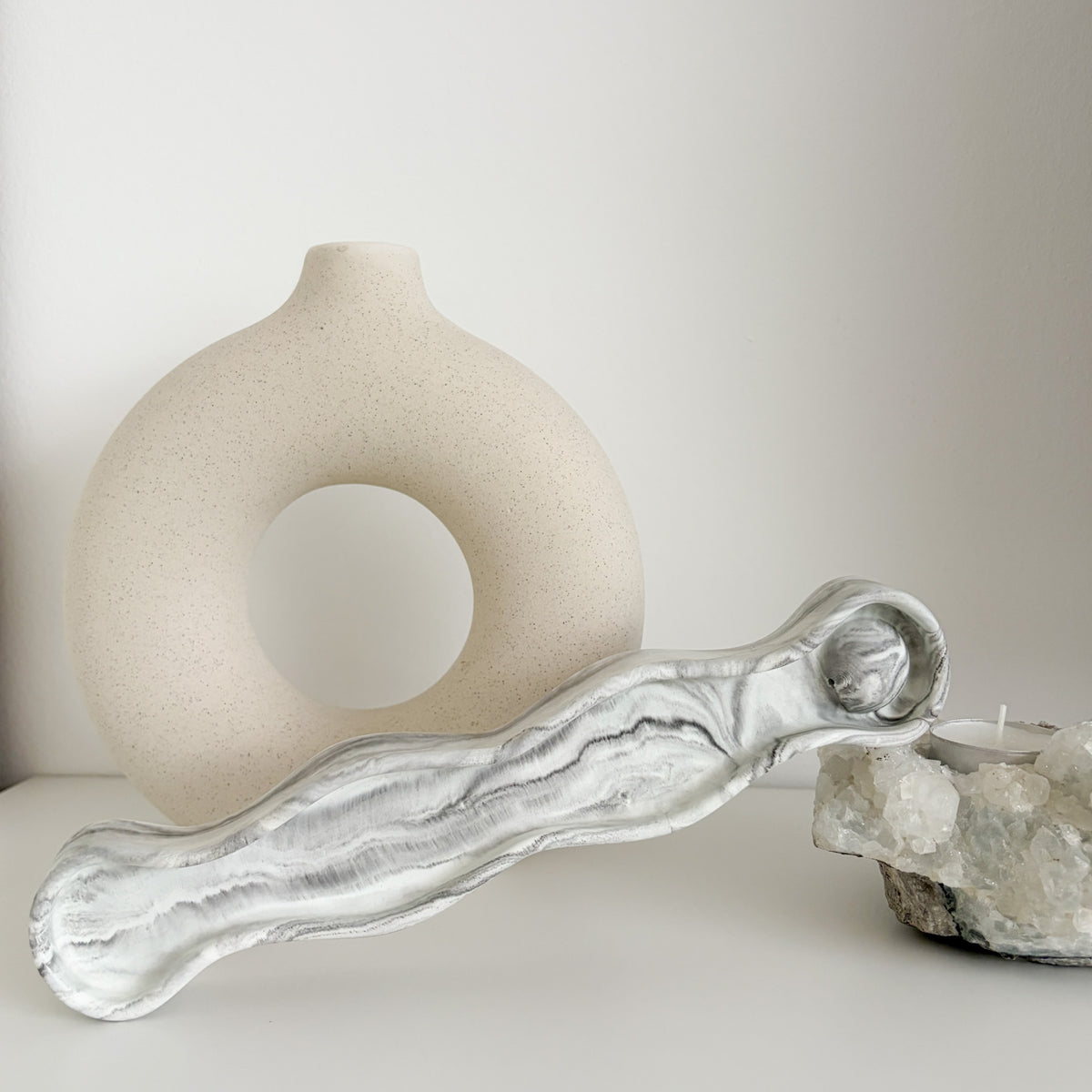 Räucherstäbchenhalter "Modern Art" in Grau-Weiß 🌟 handmade🌟