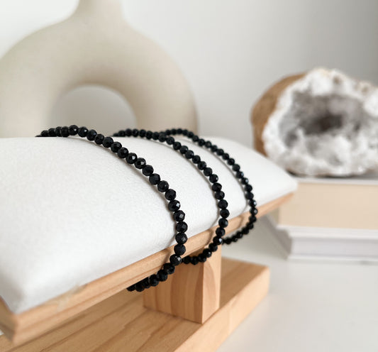 Turmalin 🖤Schörl Armband, 4mm facettiert, hilft Ziele💫 zu erreichen & schützt 🛡️vor negativen Einflüssen