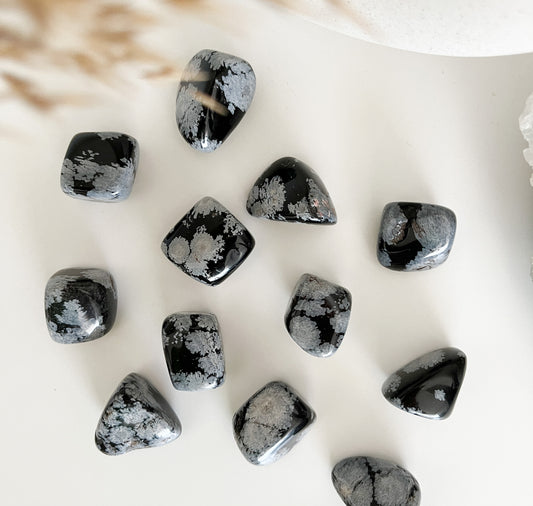 Schneeflocken Obsidian Trommelstein, Schutz vor negativen Energien & Einflüssen