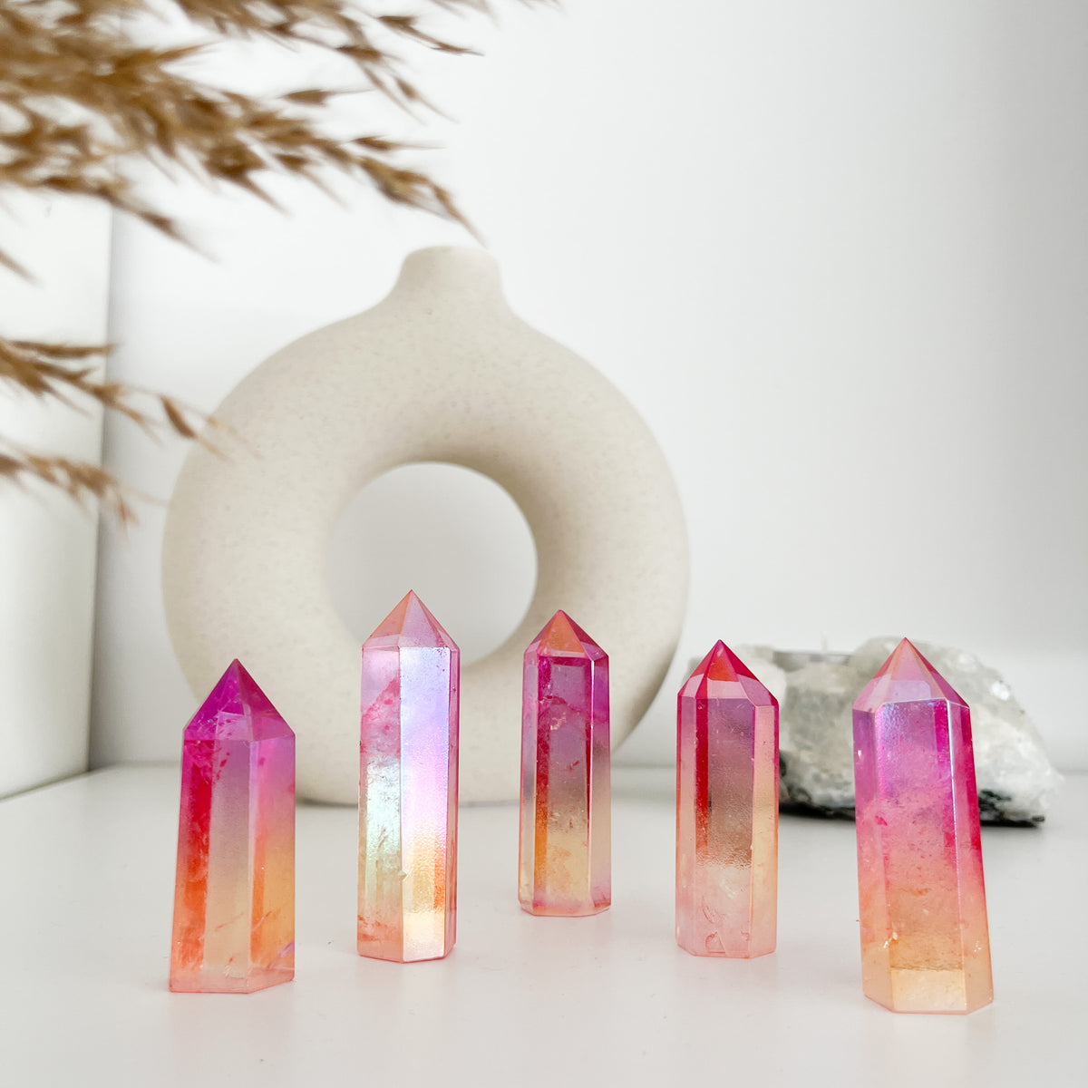 Wunderschöne Bergkristall Aura 💫Spitzen in Punk-Gelb