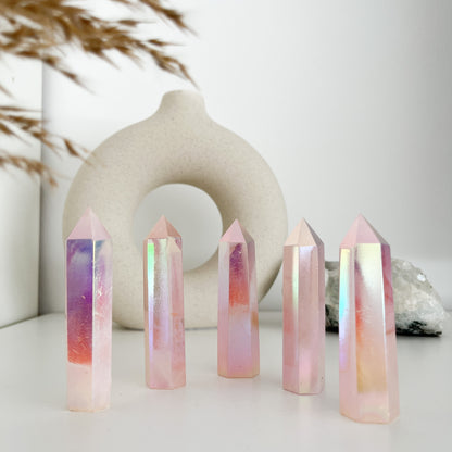 Wunderschöne Rosenquarz Aura 💫Spitzen in Pink-Lila-Gelb
