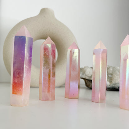 Wunderschöne Rosenquarz Aura 💫Spitzen in Pink-Lila-Gelb