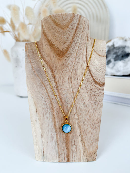 ⚓Schöne Larimar Anhänger vergoldet🌟 mit Kette